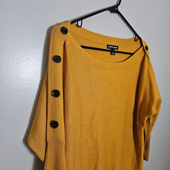 NWOT Cable & Gauge Gold Boatneck Dolman Sweater Button Detail Sz Small - Picture 3 of 11
